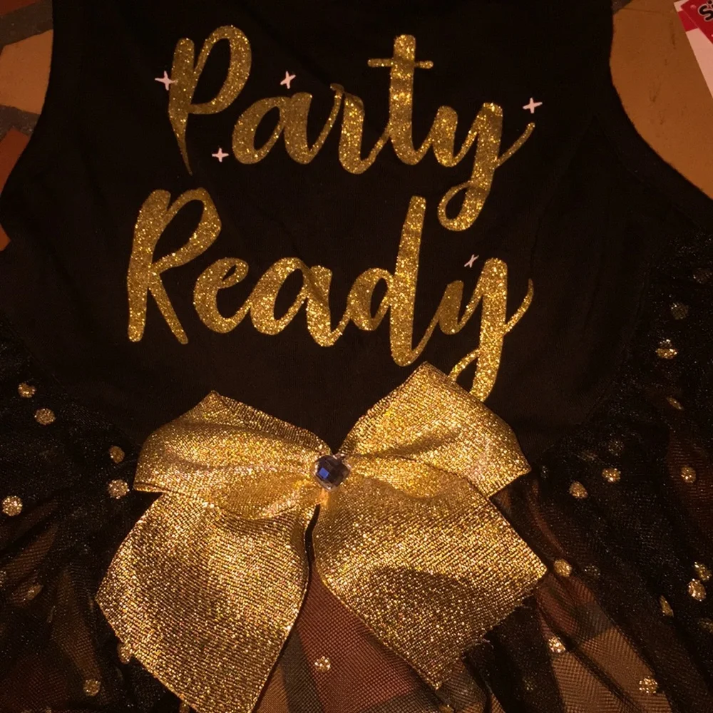Party Ready Black & Gold Dog Tutu Dress by